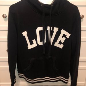 black “love” hoodie